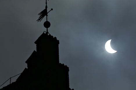 The eclipse seen from Stubbekøbing. Photo: Jens Astrup/Scanpix