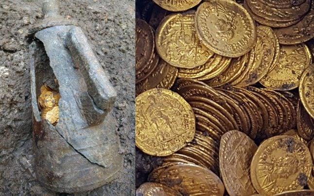 Roman gold coins discovered in Italian theatre