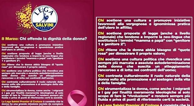 League Womens’ Day leaflet: womens’ ‘natural role is supporting the family’