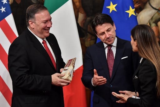 ‘Don’t kill Italian food’: Protesters urge Pompeo to stop US tariffs on cheese, wine and parma ham