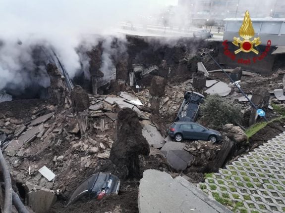 Coronavirus hospital in Naples evacuated after huge sinkhole opens up