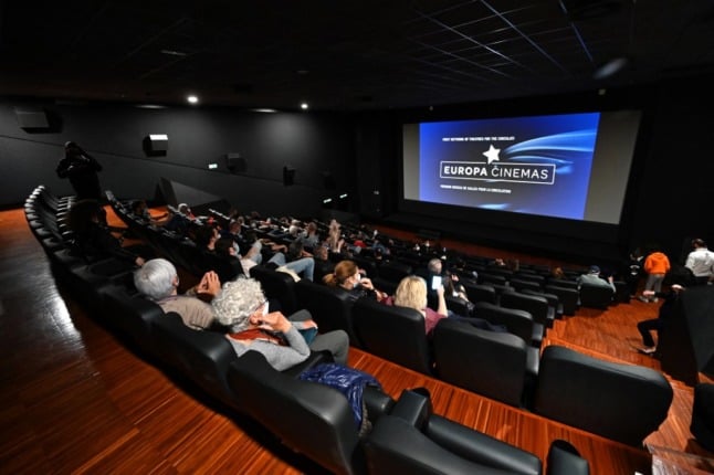 A reduced audience at Rome's Quattro Fontane cinema.