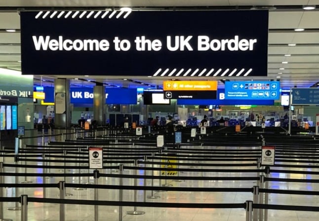 A sign at Heathrow Airport which says 'Welcome to the UK Border'