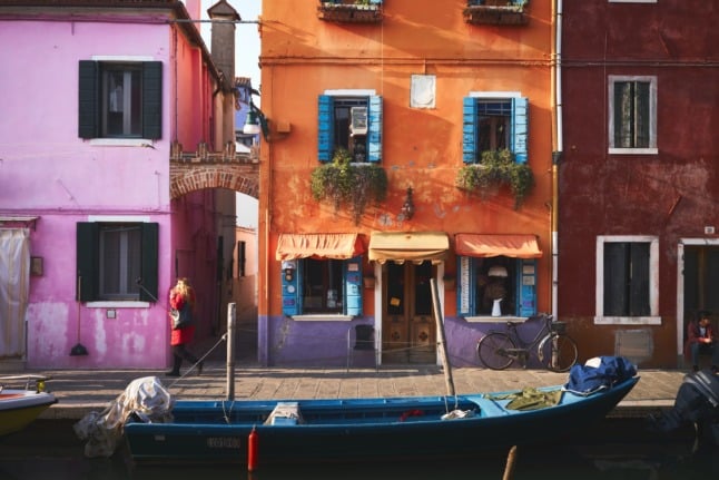 Houses in Burano, Italy.