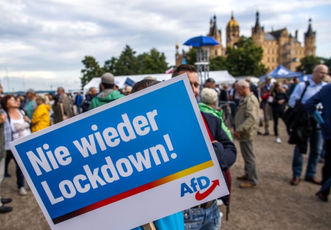 AfD supporter with placard