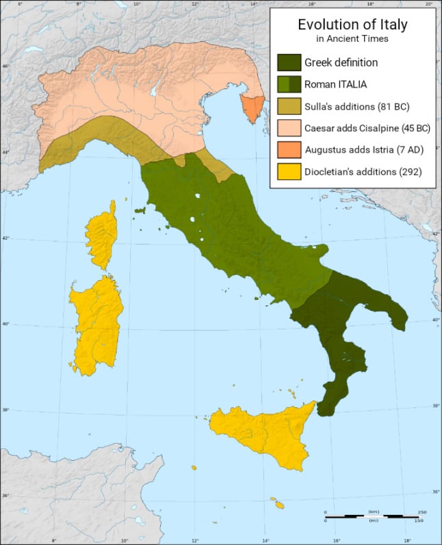 Expansion of the territory called "Italy". 