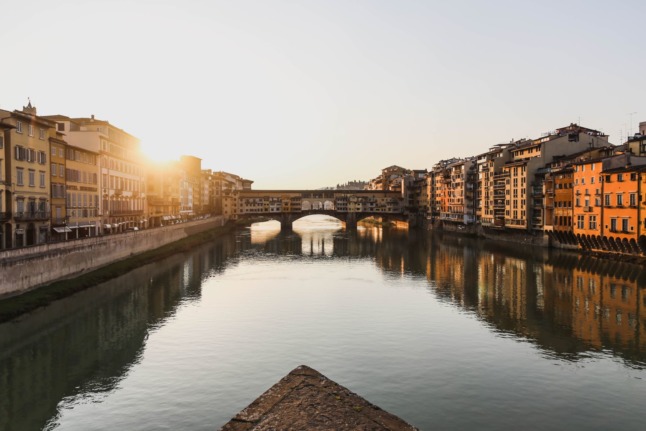 The Ponte Vecchio and River Arno in Florence.