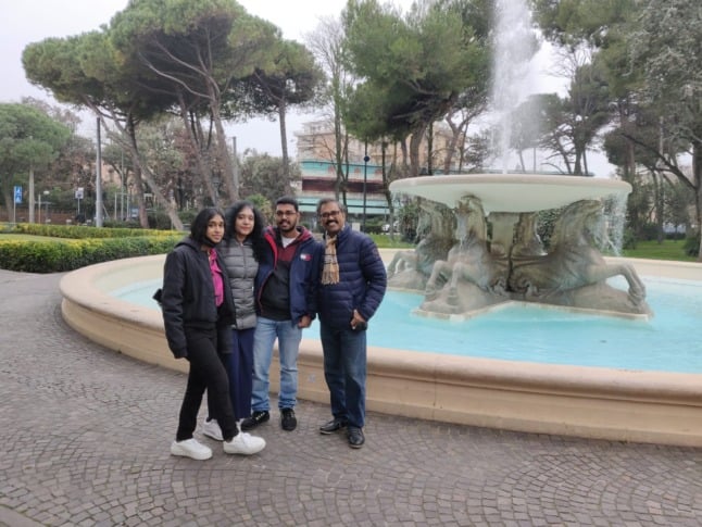 Mahesh and his family in Italy. 