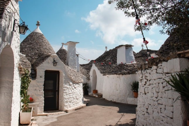 Characteristic trulli houses in Puglia.