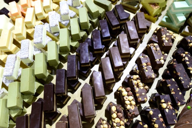 Chocolate creations on display at the 3rd Chocolate Fair in Milan on February 15, 2018. 